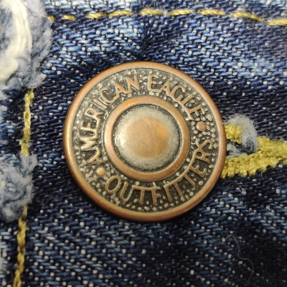 American Eagle Womens Straight Leg Jeans 26x30 Blue Denim Zip Fly Mid Rise Class - Picture 5 of 9